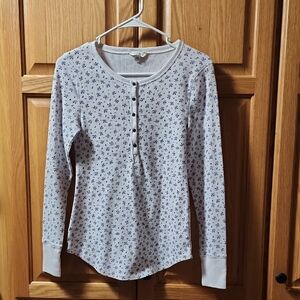 Lucky Brand Long Sleeve White Flower Top